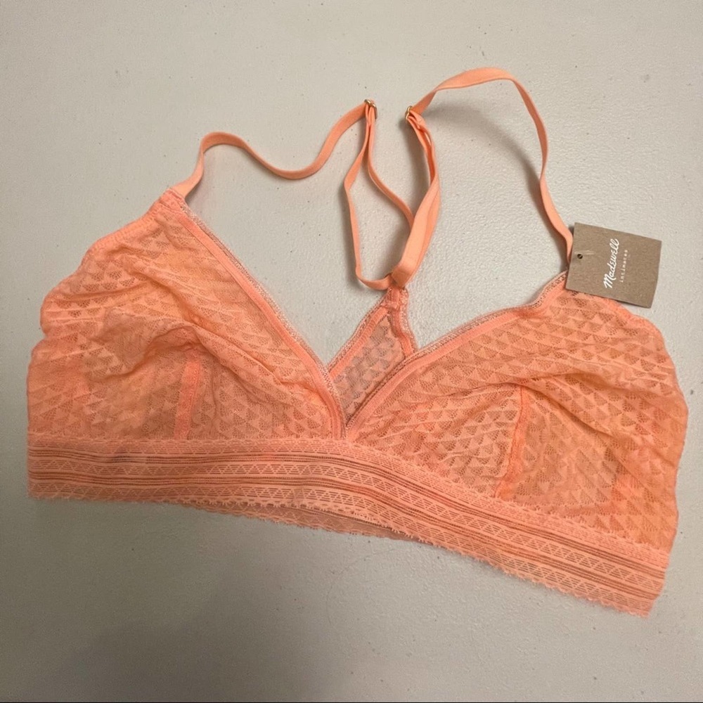 NWT Madewell Intimates Geo Mesh Triangle Bralette Light Blossom - Picture 4 of 7